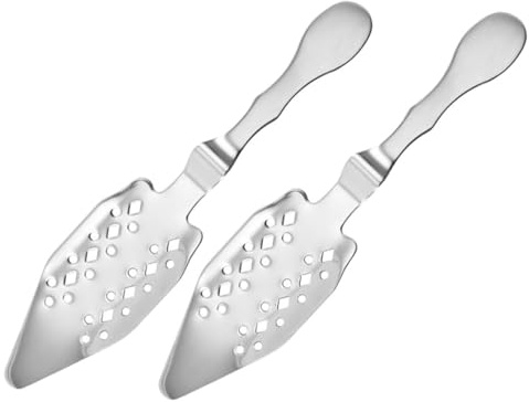 FONDOTIN 2 piezas Cuchara de Absenta de Acero Inoxidable de Cucharas para Cócteles con Filtro para Barras y Reuniones Familiares Diseño Resistente y Práctico para Servir