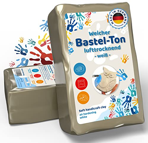 work'n'life Bastel-Ton 2,5 kg lufttrocknend – Modelliermasse ohne Brennen | Geschmeidiger Kinder- Ton für kreative Projekte – leicht formbar und nach dem Trocknen bemalbar.