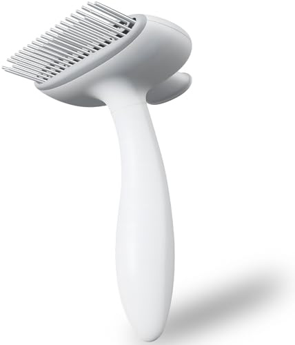 Taomypets Selbstreinigende Hundebürste für Langhaarige Hunde, 360° Drehbare Kammnadeln, Breiter, Ergonomischer Griff (Weiß)