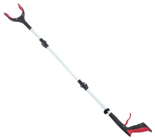 EXAOMBLE Recogedor Plegable de Basura Pinza de Tres Pliegues y Mango Largo, Herramienta Portátil para Personas Mayores y Tareas Domésticas