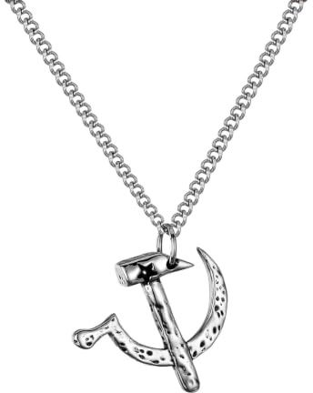 TOUFXJEQV Martillo y Hoz Colgante Emblema comunista soviético Collar Joyería unisex antigua Regalo histórico de colección