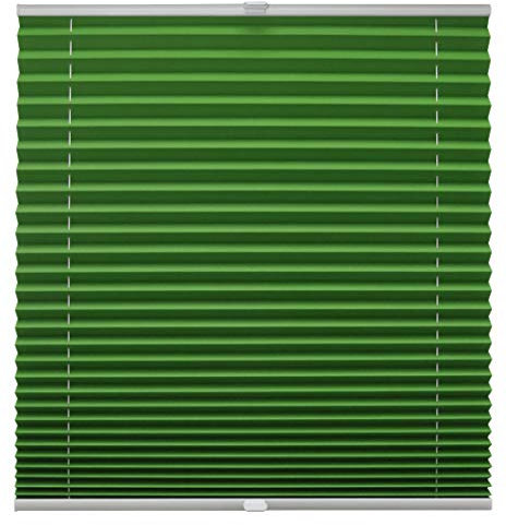 Plissee auf Maß für alle Fenster Montage Glasleiste Blickdicht mit Spannschuh Sonnenschutzrollo Dunkelgrün Breite: 71-80 cm, Höhe: 101-150 cm