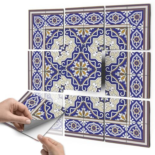 CREATISTO Fliesenfolie Fliesenaufkleber Mosaikfliesen - Klebefolie Aufkleber für Fliesen I Klebefliesen Deko Folien für Fliesen Ornament in Bad u. Küche (20x20 cm I 36 -Teilig)