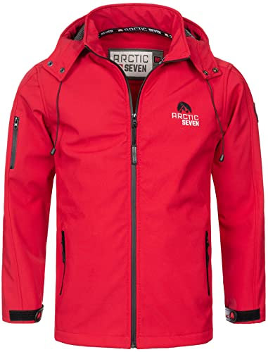 Arctic Seven Mäns designer softshell funktion utomhus regnjacka sport AS087, röd, 4XL