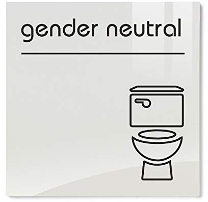 Viro Opal Acrylic Gender Neutral Toilet Sign from ViroDisplay® – Glossy White Acrylic – 200 x 200mm – Durable Printed Surface – Self-Adhesive Fixing