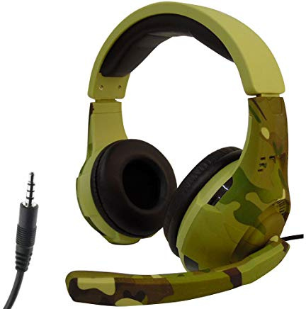 Tucci Cuffie Gaming con Microfono a Condensatore - Driver 40mm Jack 3.5mm Cavo Telato - Verde chiaro camouflage