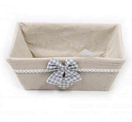 Blanco raya - Cestino portapane rivestito in stoffa stile vintage con applicazioni - sd18642. - Cotone
