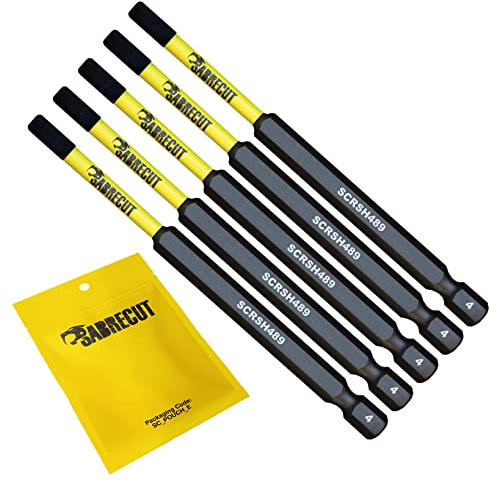 SabreCut 5pcs SCRH489_5 89mm H4 Impact Schrauberbits Robust | Geschmiedete Präzisionsspitzen und wärmebehandelter Torsionsstahl verbessern Schlagfestigkeit und Haltbarkeit