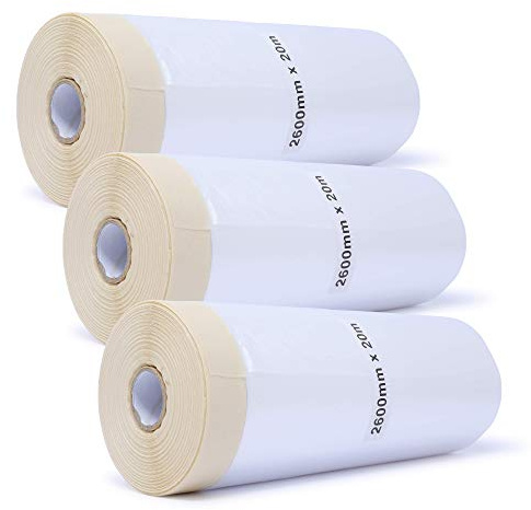 gws Maler-Abdeckfolie mit Krepp-Klebeband 3 Rolle Faltmasker für Maler- & Gipserarbeiten Maskerband in Profi Qualität je Rolle 2600 mm x 20 m
