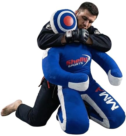 Shelly MMA - Muñeco de judo para artes marciales mixtas, saco de boxeo brasileño BJJ JIU Jitsu para sentarse, maniquí de entrenamiento de artes marciales, boxeo, karate, lona, sin rellenar, color azul