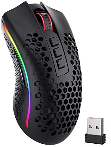 Redragon Wireless Gaming Mouse, M808 Honeycomb Shell Computer Mouse, 16,000 Adjustable DPI, Optical Mice, 7 Programmable Buttons, Ergonomic Mouse, Rechargeable Lightweight Mice for Laptop PC/Mac