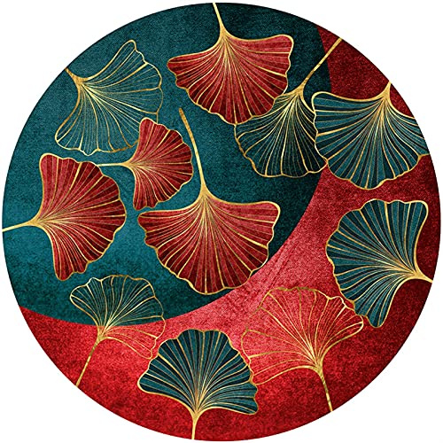 XFSHKJS Creativity Runder Teppich Grün Rot Groß 80cm 100cm 120cm 140cm 160cm 180cm 200cm Teppiche Für Haushalt Kurzflor Waschbar rutschfeste Indoor Boden Dekor Matten (Size : Durchmesser 200cm)