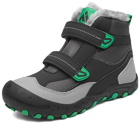 Mishansha Botas de Nieve Niños Botines Invierno Cómodo Niña Niño con Forro Acolchado Calentitas Botas Antideslizante Zapatos de Senderismo Exteriores, Aceite Negro 29 EU