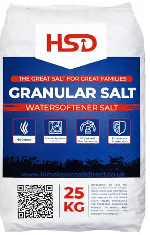 HSD SALT Granular 25Kg Water Softener Best For Laundry Kitchen Dish Washing | Compatible to All Water Softener Machines | Premium Food Grade 100% Genuine British Salt (1 Bag)