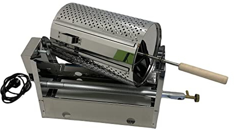 Gira Castañas de gas Grille-castañas Rollo profesional para chaudarroste estufas de fiesta asadas de acero inoxidable giratorio eléctrico con motor y estufa (1 kg)