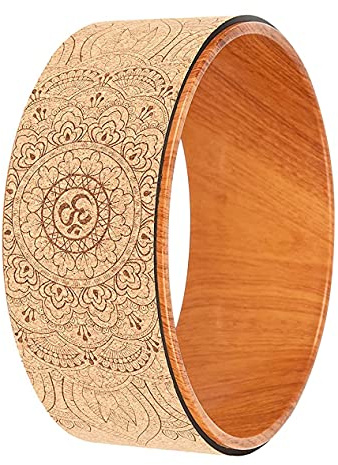 Pmandgk Ruota di Yoga Ruota Posteriore Yoga Cork Yoga Ruota per Stretching Flessibilità Pieghe Posteriori Approfondire Yoga Pose Backbend Legno