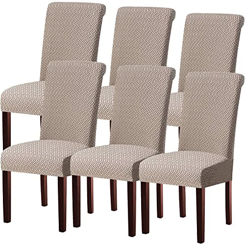 KELUINA Coprisedie Moderne Set di 1/2/4/6, Coprisedia Elasticizzato Coprisedia Universale Lavabile Elastico Rimovibile per la Decorazione della Festa (Cachi,6 Pezzi)