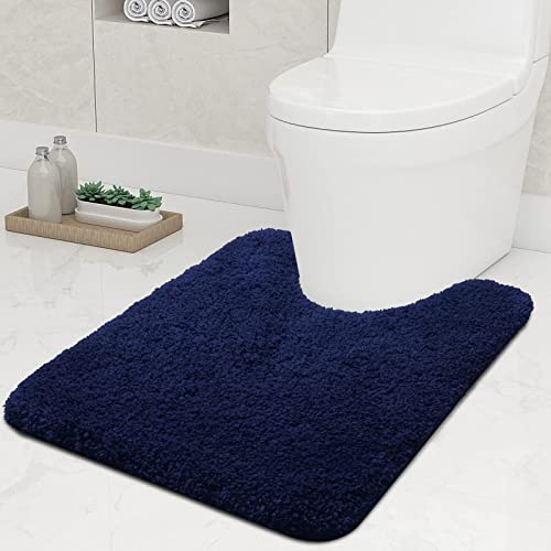 Homaxy Weich Hochflor Badezimmerteppich, Badematte, 51 x 61 cm, Marine Blau | Saugfähig, Flauschige, Hochflor, Mikrofaser, Rutschfest, Maschinenwaschbar, Für Dusche, Badewanne, Badteppich, Badvorleger