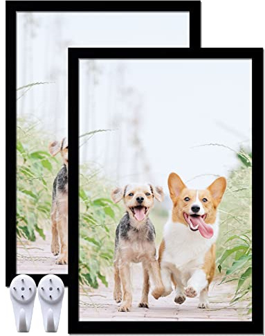 icariery 16x24 Picture Frame Set of 2, Black Photo Frames High Transparent Wall Gallery Desktop Horizontal Vertical for Canvas Collage Photo Poster Certificate 16 x 24 inches