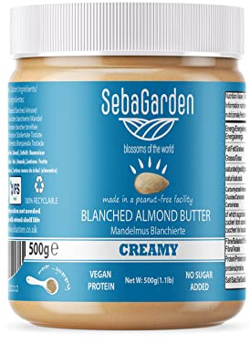 Seba Garden Blanched Mandelbutter, Mandelmus- Weißes Mandelmus - salzfrei, ungesüßt, glutenfrei, erdnussfrei, vegan, paleo…