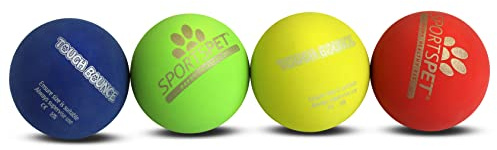 SPORTSPET Tough Bounce Hundebälle, 4er-Pack (65mm) Farbvariante 2 | Sehr langlebige Tough Bounce Bälle, in Tennisballgröße, unzerstörbare Hundebälle, unzerstörbares Hundespielzeug