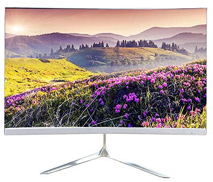 Monitor for Juegos de 22/24/27 Pulgadas, Pantalla, LCD Curvo A+ IPS, Pantalla Dura sin Parpadeo, Interfaz //VGA, 1, 2560 * 1440, for Salas de cibercafés Office/128 (Color : Silver Curved Borderless A