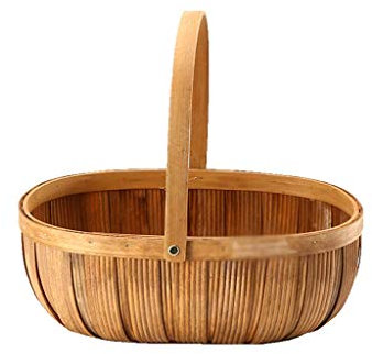 ATAAY Aufbewahrungskorb aus Holz Picknickkorb Tragbarer Weidenkorb mit abnehmbarem Griff Handgefertigter pastoraler Aufbewahrungskorb Gemüse-Obst-Korb (Size : 33 * 26 * 12cm) (33 * 26 * 12cm)