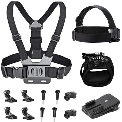 4 in 1 Action Kamera Zubehör Brustgurthalterung Kopfgurt Halterung Handschlaufe Rucksackhalter Kompatibel Mit Gopro Hero 13 12 11 10 9/Akaso EK7000 Pro/DJI Osmo Action 4 5 Pro/Surfola/Jadfezy/APEXCAM