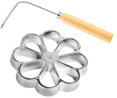 1 Set Cast Rosette Iron Mold Set Bunuelos Mold With Handle Timbale Molds Pastry Tools Achappam Mold Rosette Cookie Maker Cookie Cake Mold