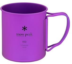 Snow Peak Taza de titanio de una sola pared 450, color morado, ligera, compacta y duradera para mochileros, camping y al aire libre