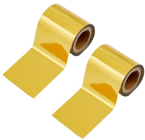 SUPERFINDINGS 2 Rolle Heißfolienprägepapier Goldene Heißfolien Transferblätter 30 x 0.05 m Wärmeübertragungsfolienpapier Für Kartenherstellung Kunsthandwerk Scrapbooking Papierhandwerk