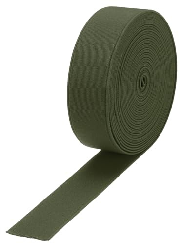 sourcing map Bandes élastiques pour couture, 3 cm, 4,6 m, vert kaki, bobine élastique haute élasticité pour perruques, ceintures, pantalons