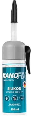 Manofix Fugenchef Silikon für Küche, Bad & Co. im Spender, 150ml, universalgrau