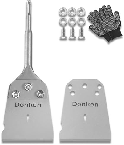 SDS Plus Floor Scraper Kit, 4 Inch Floor Tile Removal Tool SDS Plus Chisel Bit with Replacement Blade, Flat Chisel for Rotary Hammer Drill, Thinset Scraper Adhesives Remover