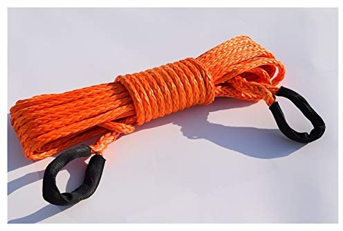 Synthetisches Windenseil-Set, 3/8 * 50ft synthetische Winde-Seilverlängerung, 10-mm-ATV-Windekabel, synthetisches Seil, Abschleppseil for Offroad-Autoteile für Geländewagen, LKW, SUV, ATV, UTV(Orange