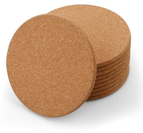 10er Set Untersetzer, Korkuntersetzer Rund, Korkuntersetzer, Coasters, GeträNke Untersetzer, SaugfäHige Glas Untersetzer-Set, FüR Tee, Kaffee, Cocktail, Bar ZubehöR, Haus, BüRo, Restaurant