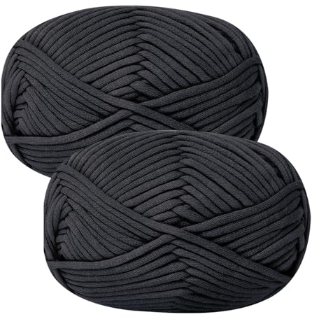 Renyiz Tjockt garn för virkning, 2 x 50 g mjuk tjock ull för nybörjare och Amigurumi-projekt enkel virkning startkit svart garn