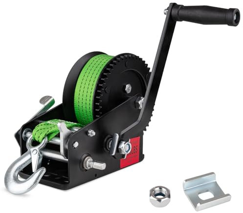 Defabee 3500lbs Heavy Duty Boat Trailer Winch with 33FT Strap, 2-Way Ratchet Hand Winch with 4:1/8:1 Gear Ratio, Portable Hand Crank Winch for Boat, Trailer, Jet Ski, Truck, ATV