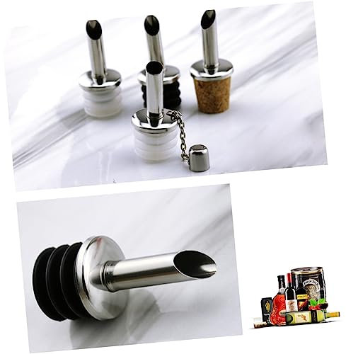 DECHOUS 5pcs Stainless Steel Oil Bottle Stoppers Spout Olive Oil Dispenser Wine Pourers for Liquor Bottles Random Style