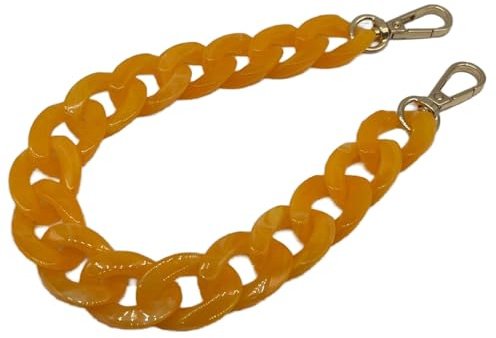 Blausky Taschenkette,Flacher Kettenriemen,Ersatzkette aus Acryl,Hip Hop Hose Kette,Abnehmbare Geldbörsenriemen DIY Tasche Riemen für Handtaschen Geldbörsen Cross Body Tote,Orange,60cm