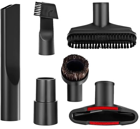 Universal 6-Piece Vacuum Cleaner Accessories Set for Henry Shark Hoover & Most Vacuums, Multi-Purpose Attachments Including Horsehair Brush, 2-in-1 Nozzle, Crevice Tool, Upholstery Brush & Adapter