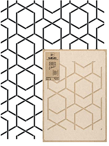 NAKLEO Wandschablone Groß Muster, Malschablone 59x95cm Linien Figur Wiederverwendbare Kunststoff, Geometrische Tapete Wandgestaltung, DIY Craft, Holz Möbel Boden Stoff