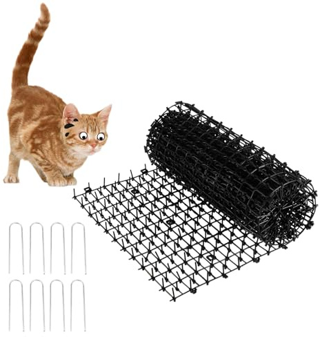 NAMYEUT 400 x 28cm Katzen Abwehrstreifen Schwarz, Katzenabwehrmatte, Katzenabwehr Dornengitter Gegen Katzen, Tier-Barriere Garten, Katzenschreck für Garten Blumenbeete, Innen und Außen
