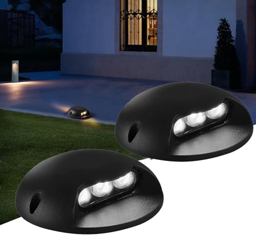 DUOAZJL 3 W ytstrålkastare 2 st vattentäta LED-terrasslampor staketlampor med aluminiumhölje och kablar. (blå, Ac220V)
