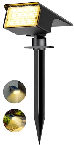 Kolpop 1 Pack 77 LED Solar Landscape Spotlights, 3000K 3 Modes Solar Outdoor Garden Lights, IP65 Waterproof Wall Lights Dusk to Dawn for Garden Yard Driveway Pathway