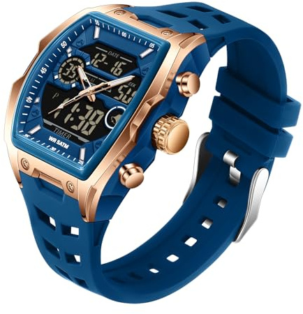 Militär Uhr Digitaluhr Herren wasserdichte Herrenarmbanduhren Outdoor Uhr Herren mit LED-Leuchtdisplay Analogen Zeigern und Digitalen Zahlen