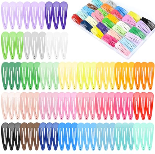 NEBURORA 150 Stück bunte Haarspangen mit Druckknopf, 30 Farben, 2 Zoll Haarspangen mit Aufbewahrungsbox, Haar-Accessoires für Frauen