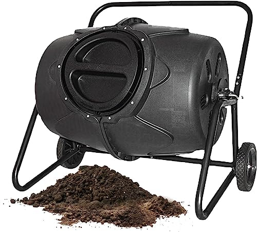 Tumbling Compost Bin with Wheels, 190L Large Outdoor Composting, 360° Rotating Composter for Garden Aeration