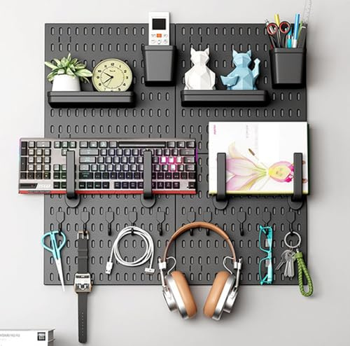 Panneau Perforé Mural,Pegboard Gaming,Organiseur Garage Plastique Panneaux Perforés Avec Accessoires,Kit Rangement D'outils Pour Bureau,Salle D'artisanat,Maison,Entrepôt 4 piece (30*30cm),B