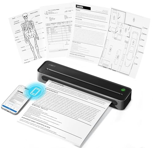ETIKEZ D90E Stampante termica A4, stampante portatile portatile per viaggi, ufficio, scuola e casa, compatibile con Windows/macOS/iOS/Android, stampante da viaggio monocromatica, nero, 1 confezione +